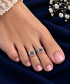 925 Sterling Silver Adjustable Round Wheel Emerald Stone Women Toe Ring